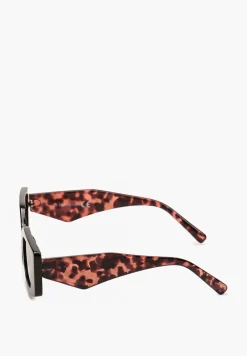 Czarno-Brązowe Okulary Przeciwsłoneczne o Geometrycznym Kształcie z Lekkiego Tworzywa Giorta