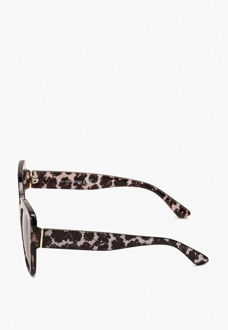 Czarno-Brązowe Okulary Przeciwsłoneczne Nowoczesne Kwadratowe Kocie Oko Theopa