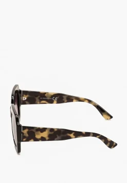 Czarno-Kremowe Okulary Przeciwsłoneczne o Szerokim Fasonie Jesalia