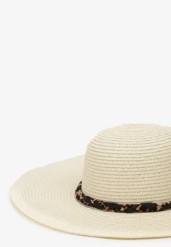 Czarno-Kremowy Kapelusz ze Splecioną Apaszką Boho z Naturalnej Plecionki Aielis