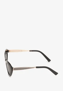 Czarno-Srebrne Okulary Przeciwsłoneczne o Kocim Kształcie z Filtrem UV Nirivna