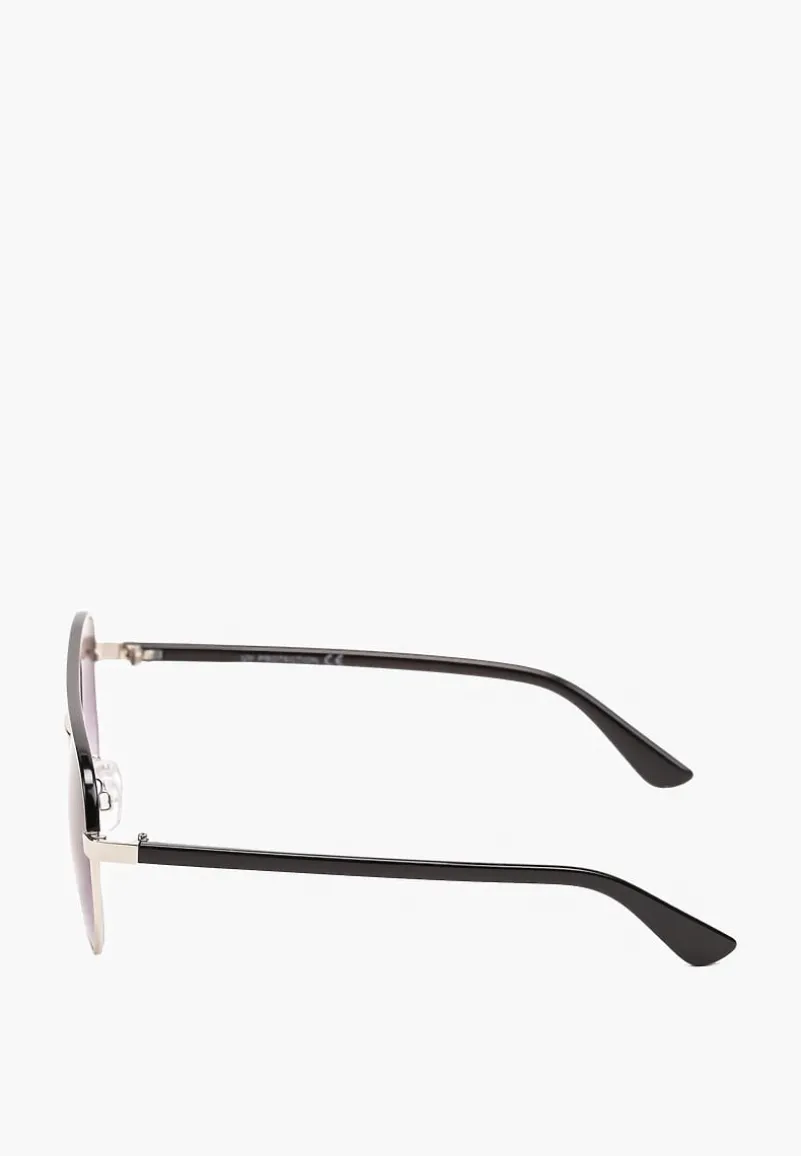 Czarno-Srebrne Okulary Przeciwsłoneczne w Kształcie Pilotek Elvilla