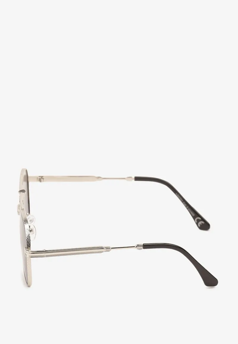 Czarno-Srebrne Okulary Przeciwsłoneczne Klasyczne z Filtrem UV Glealisa