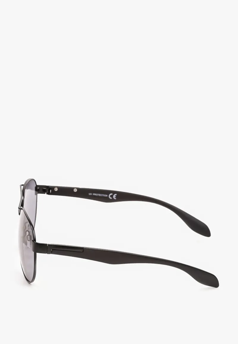 Czarno-Zielone Okulary Przeciwsłoneczne w Stylu Pilotek Tasina