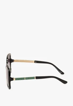 Czarno-Zielone Okulary Przeciwsłoneczne z Cienkimi Kwadratowymi Oprawkami Quintina