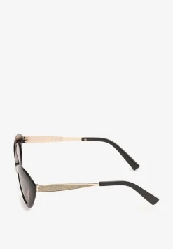 Czarno-Złote Okulary Przeciwsłoneczne o Kocim Kształcie z Filtrem UV Nirivna