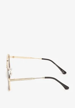 Czarno-Złote Okulary Przeciwsłoneczne Klasyczne z Filtrem UV Glealisa