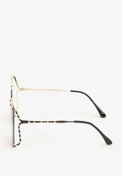 Czarno-Złote Okulary Przeciwsłoneczne z Filtrem UV w Cienkiej Oprawce Froline