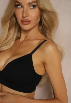 Czarny Biustonosz o Sportowym Fasonie Zapinany na Haftki z Regulacją Irissina