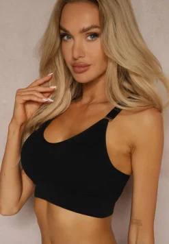 Czarny Biustonosz w Typie Sportowego Topu z Koronką Nevenelle