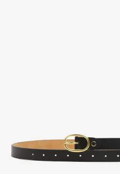 Czarny Casualowy Pasek Wykończony Metaliczną Klamrą Tinaria