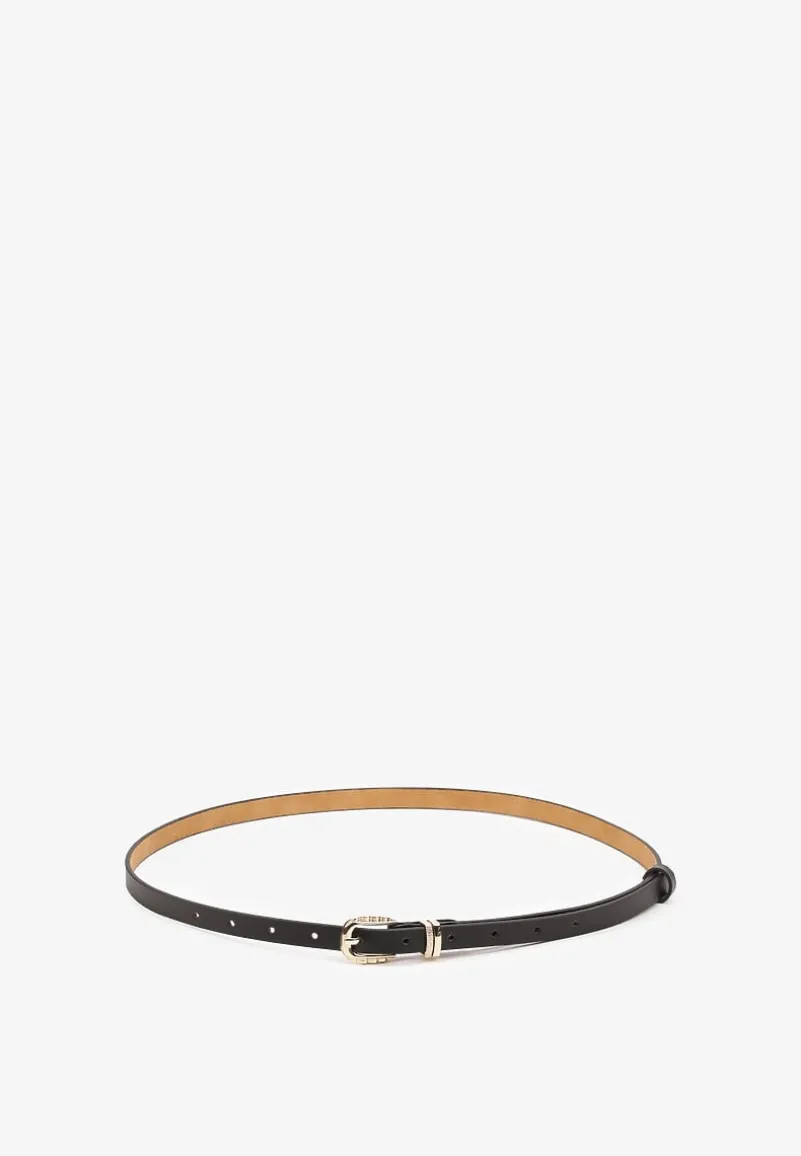 Czarny Casualowy Pasek z Metalową Klamrą Tinonia