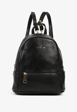 Czarny Casualowy Plecak z Metalicznym Suwakiem Idalerra