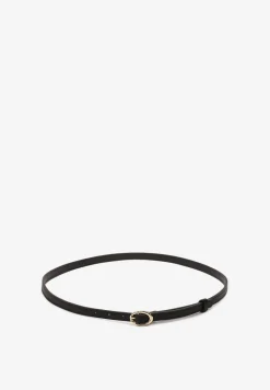 Czarny Cienki Pasek z Ekoskóry z Ozdobną Sprzączką Naliera