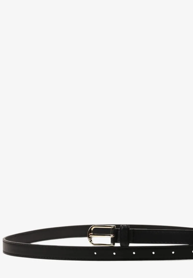 Czarny Cienki Pasek Zapinany na Półokrągłą Sprzączkę Ranilesa