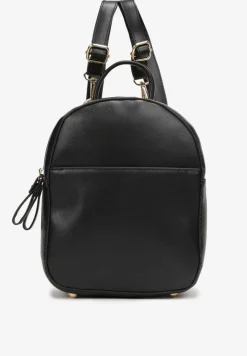 Czarny Dwukomorowy Plecak z Imitacji Skóry Kinosa