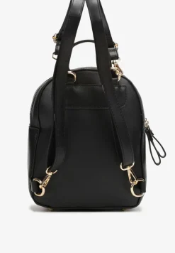 Czarny Dwukomorowy Plecak z Imitacji Skóry Kinosa