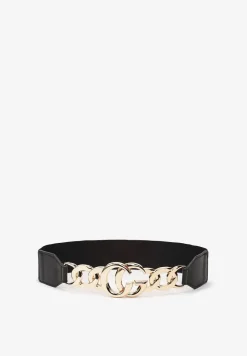 Czarny Elastyczny Pasek z Metalową Ozdobą Tamesa