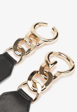 Czarny Elastyczny Pasek z Metalową Ozdobą Tamesa