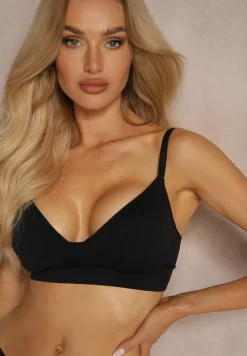 Czarny Gładki Biustonosz Sportowy z Regulacją Ramiączek Irissaia