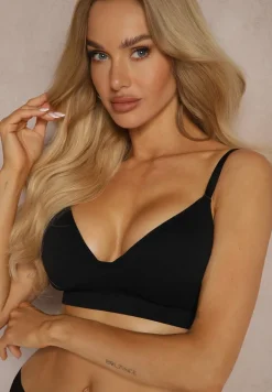 Czarny Gładki Biustonosz Sportowy z Regulacją Ramiączek Irissaia