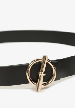 Czarny Gładki Pasek z Okrągłą Sprzączką Verala