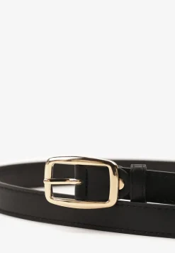 Czarny Klasyczny Pasek z Geometryczną Klamrą Revarellea