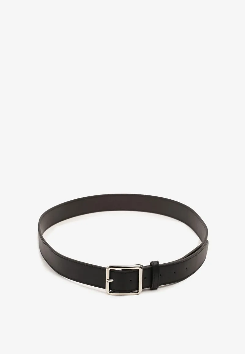 Czarny Klasyczny Pasek z Geometryczną Klamrą Mevinala