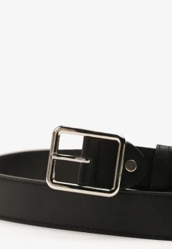 Czarny Klasyczny Pasek z Geometryczną Klamrą Mevinala