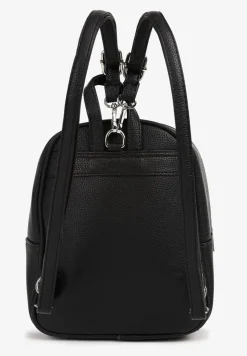 Czarny Klasyczny Plecak Zdobiony Metalowym Detalem z Regulowanymi Szelkami Ravandelle