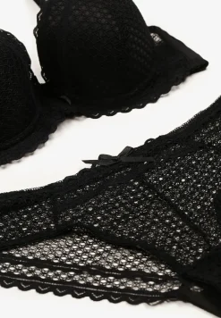 Czarny Komplet z Koronki Regulowany Biustonosz Full Cup oraz Majtki Figi Irialynne