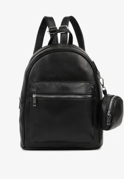 Czarny Mały Plecak z Dodatkową Saszetką i Kieszenią z Suwakiem Pasianne