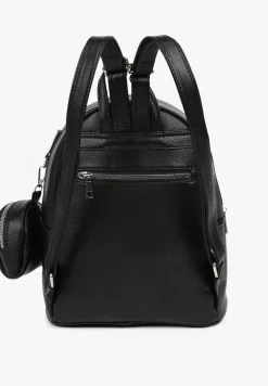 Czarny Mały Plecak z Dodatkową Saszetką i Kieszenią z Suwakiem Pasianne