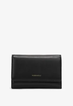 Czarny Niewielki Portfel z Magnetyczną Klapą i Ozdobnym Napisem Ertune