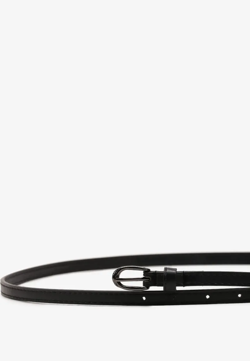 Czarny Pasek Cienki z Metalową Klamrą Narsil