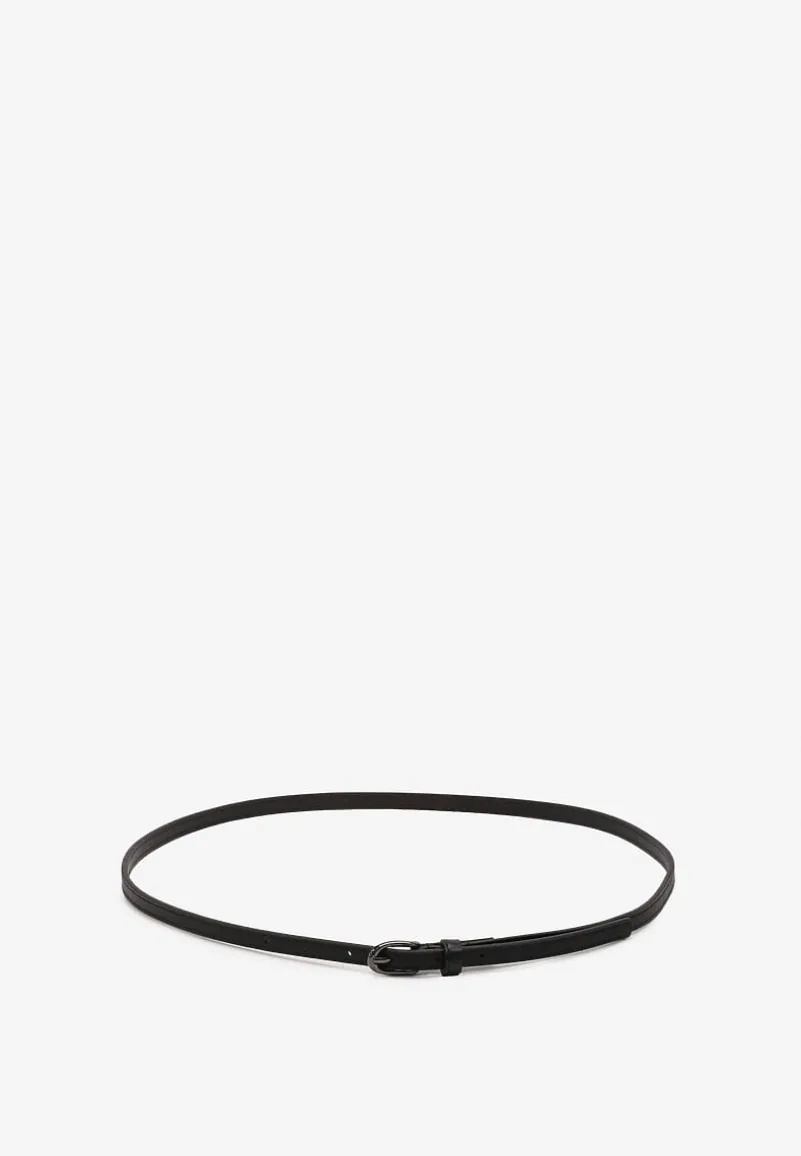 Czarny Pasek Cienki z Metalową Klamrą Narsil