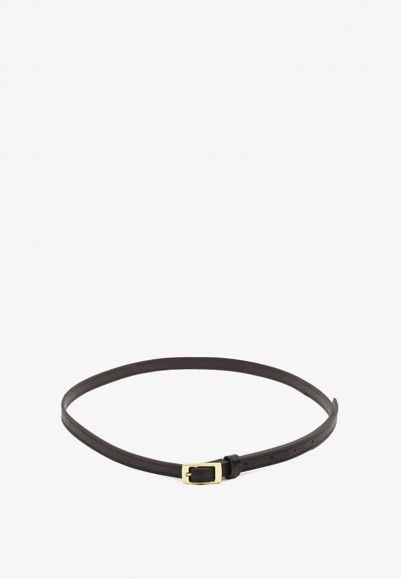 Czarny Pasek Cienki z Prostokątną Klamrą Voreyna