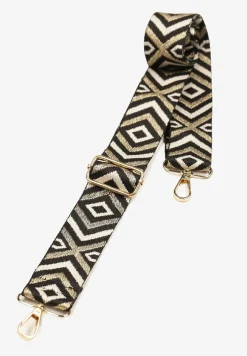 Czarny Pasek do Torebki w Geometryczny Print Sarovia
