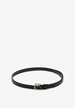 Czarny Pasek Klasyczny z Metaliczną Klamrą Ilainae