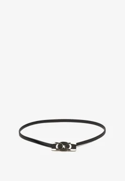 Czarny Pasek na Cienkiej Elastycznej Sprężynce z Metalową Klamrą Meleano