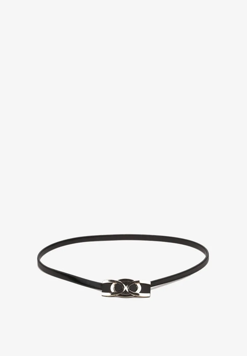 Czarny Pasek na Cienkiej Elastycznej Sprężynce z Metalową Klamrą Meleano