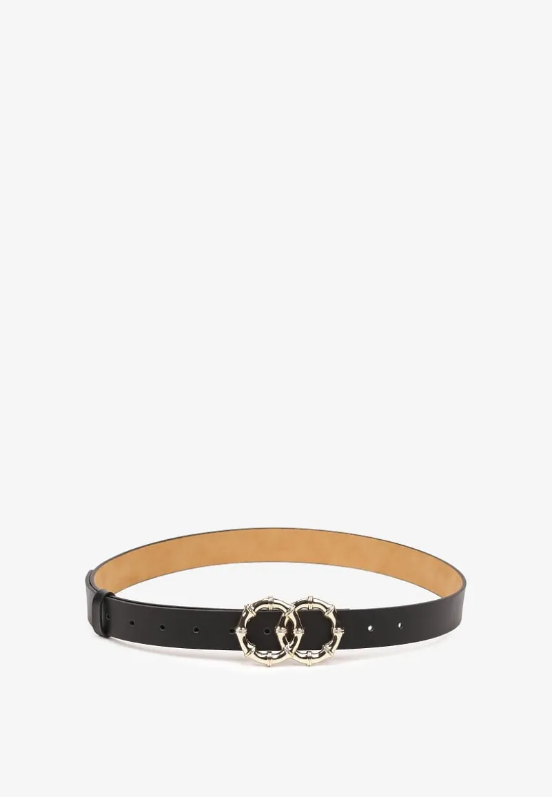 Czarny Pasek Ozdobiony Klamrą w Kształcie Kół Irefia