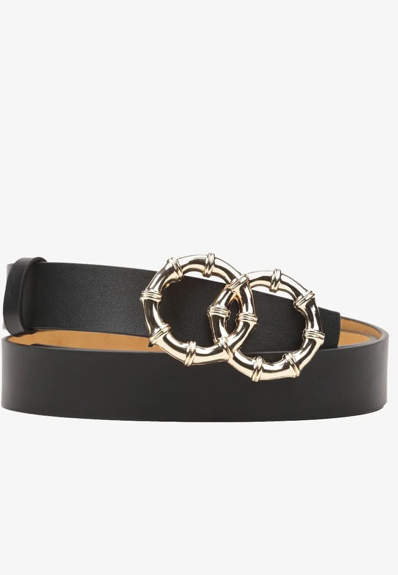 Czarny Pasek Ozdobiony Klamrą w Kształcie Kół Irefia