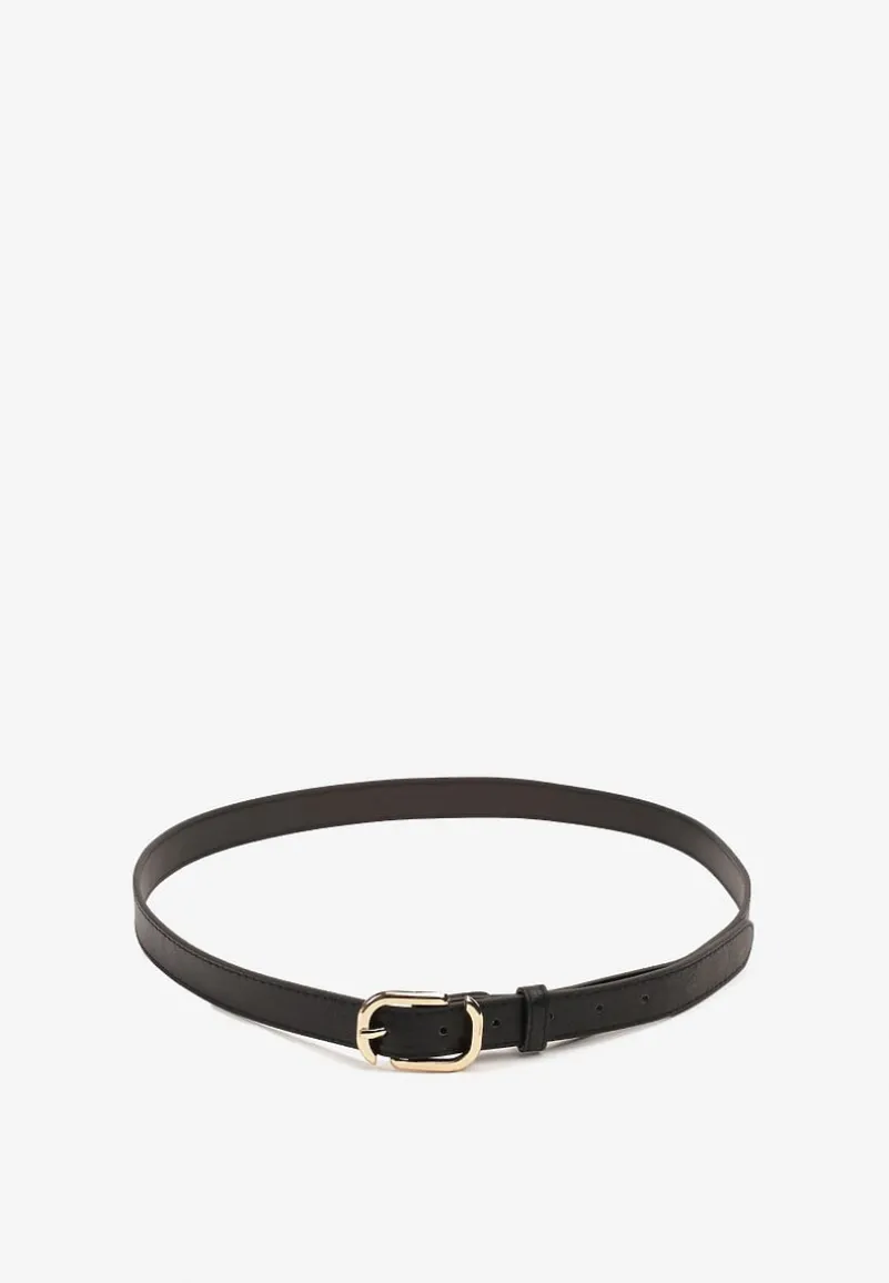 Czarny Pasek Ozdobiony Metalową Klamrą Pulinia