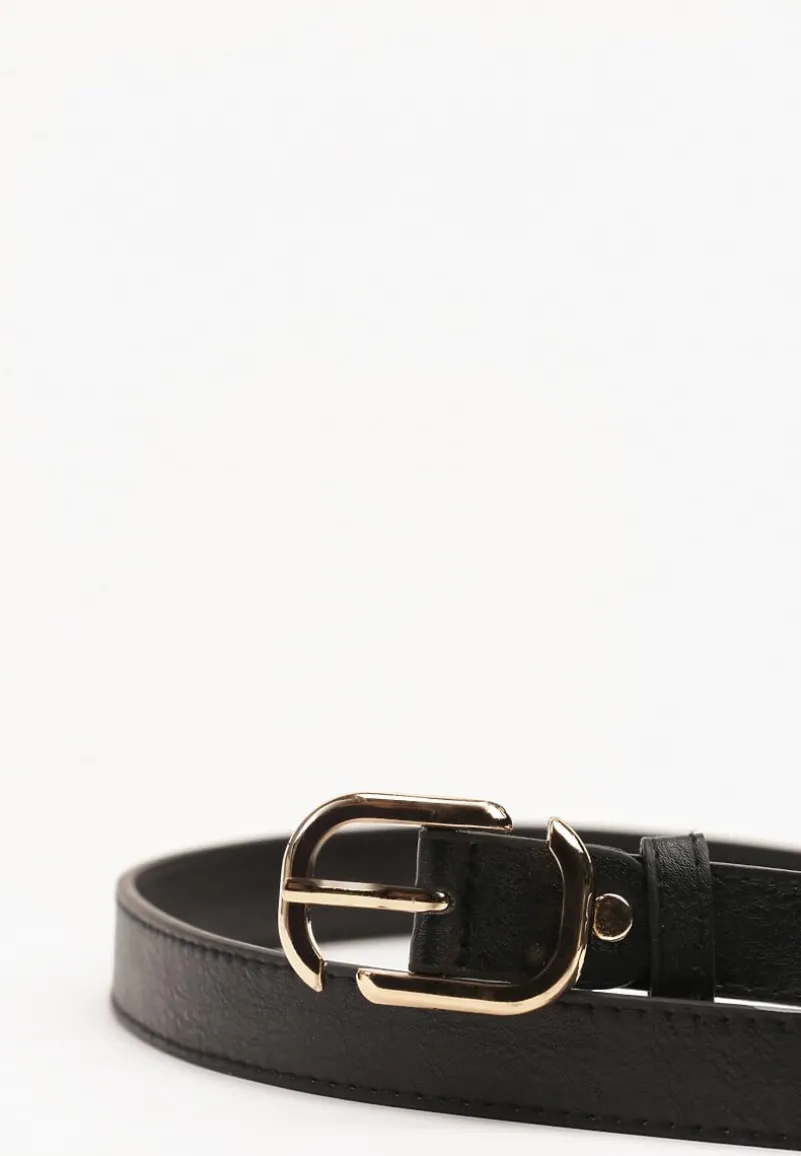 Czarny Pasek Ozdobiony Metalową Klamrą Pulinia