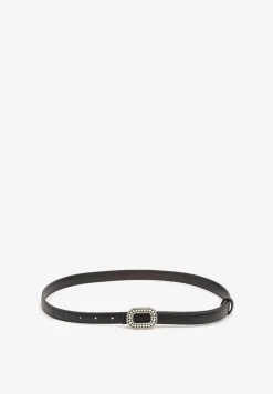 Czarny Pasek Ozdobiony Metaliczną Klamrą Qitanea