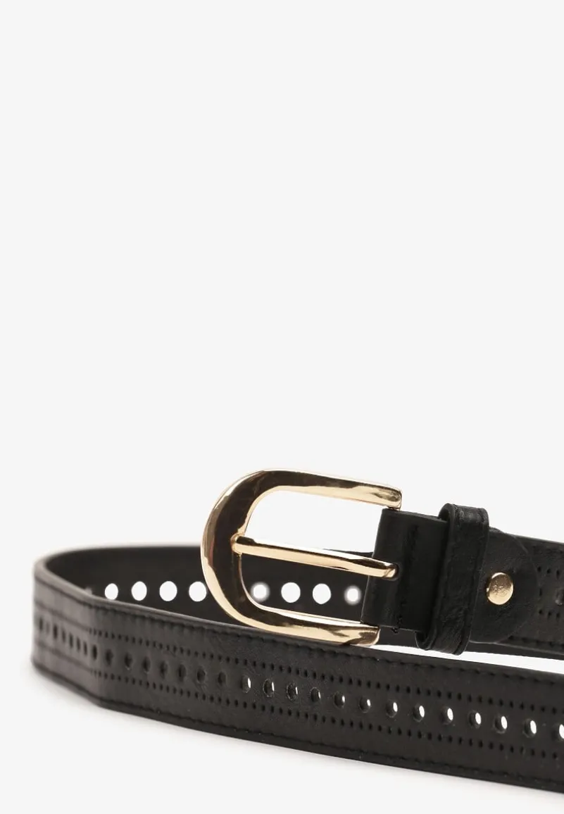 Czarny Pasek Ozdobiony Zaokrągloną Klamrą Nairivian