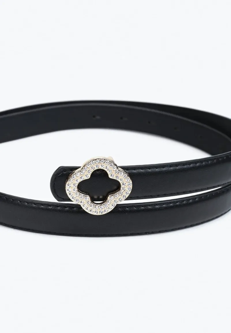 Czarny Pasek z Biżuteryjną Klamrą Hesheil