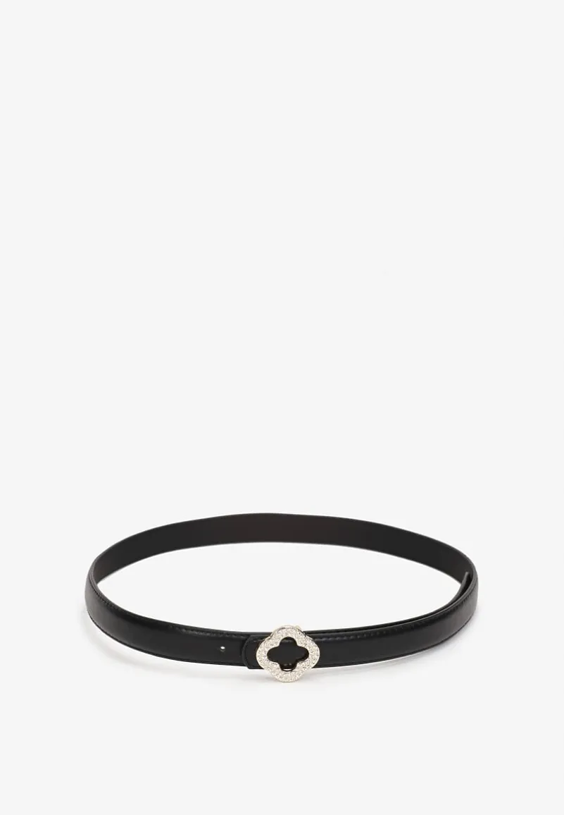 Czarny Pasek z Biżuteryjną Klamrą Hesheil