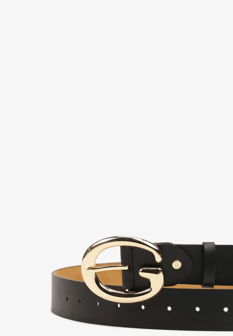 Czarny Pasek z Ekoskóry z Metalową Klamrą Frosofia